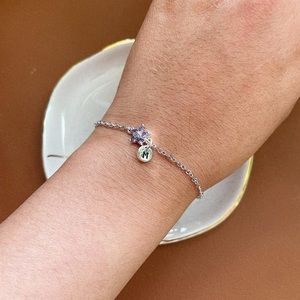 Silver “M” Pendant Charm Bracelet